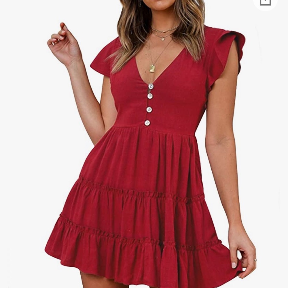 Short sleeve red dress
